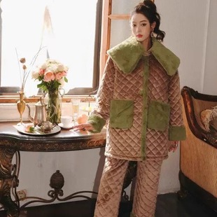 可外穿家居服套装 粉丝福利款 睡衣女冬季 清仓三层夹棉原创时尚 特价