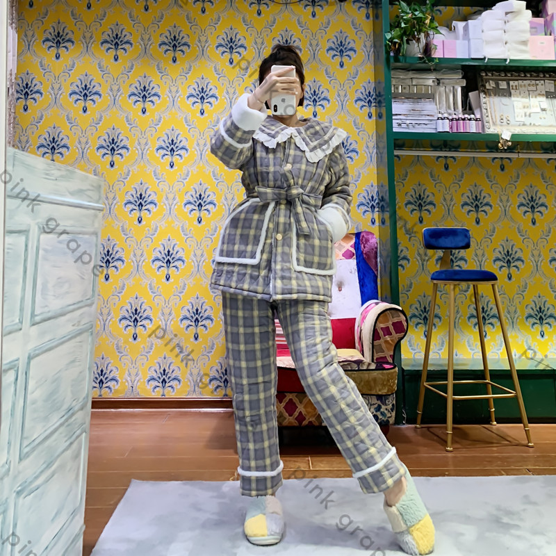 冬季加厚三层保暖公主风夹棉袄