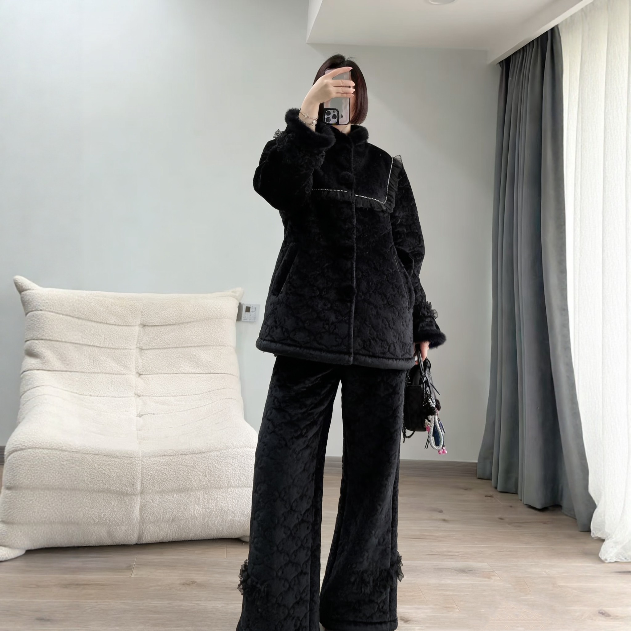 冬季三层夹棉加厚睡衣加绒立领可外穿大码宽松保暖家居服套装,女士内衣/男士内衣/家居服,睡衣/家居服套装,淘宝优惠券,粉丝福利购,淘宝优惠卷