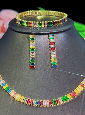 新娘项链耳环套装优雅气质复古风法式女轻奢锆石晚宴礼服饰品手链