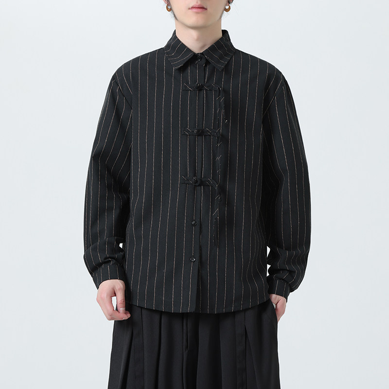 新中式亚麻长袖衬衫男高品质风棉麻条纹衬衣1112-5-CS608-P65,男装衬衫,星座1112-5（原712-5）