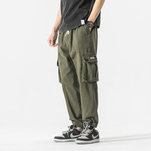23春季新款青年大码工装裤男纯宽松束脚休闲裤XZ712-5-K503-P55图片