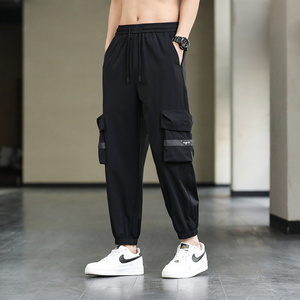 春夏季男士新款冰丝休闲裤大码束脚运动工装裤XZ712-5-K009-P50图片