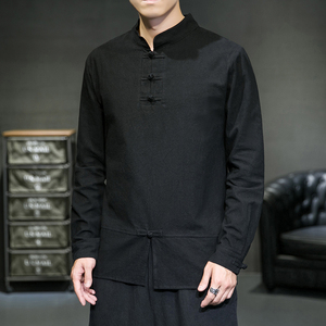 风春秋款棉麻长袖T恤男宽松中式打底汗衫XZ712-5-TX168-P50图片
