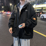 网络图秋季港风直播假两件连帽冲锋衣外套夹克712-5-JK303-P75，男装夹克，星座1112-5（原712-5）
