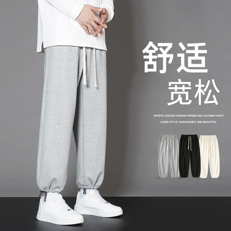 运动长裤男宽松小脚卫裤抽绳休闲束脚裤XZ712-5-X212-P40加绒P50，男装休闲裤，星座1112-5（原712-5）