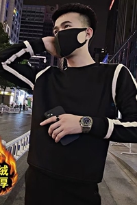网络图潮牌男韩版加绒长袖T恤青少年运动卫衣712-5-A112加绒-P50图片