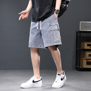 2023夏季新款男士大码运动休闲五分牛仔裤沙滩裤XZ712-5-K507-P40图片