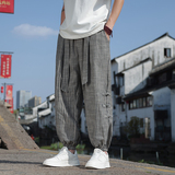 新中式夏季亚麻裤男风宽松薄款棉麻条纹束脚裤712-5-K910-P65，男装休闲裤，星座1112-5（原712-5）