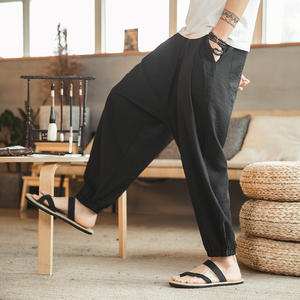 2022风大码宽松冰丝九分裤男薄款阔腿灯笼裤XZ712-5-DK93-P50图片