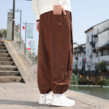 秋冬季新款新中式灯芯绒休闲裤束脚灯笼裤阔腿裤1112-5-K909-P55，男装休闲裤，星座1112-5（原712-5）