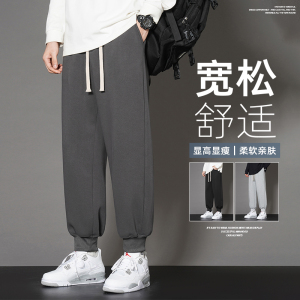 2023春季新款新氧棉休闲长裤男港风宽松束脚卫裤XZ712-5-X210-P40图片