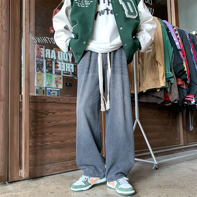 23牛仔长裤高街男青少年宽松直筒垂感阔腿拖地裤XZ712-5-5071-P45图片
