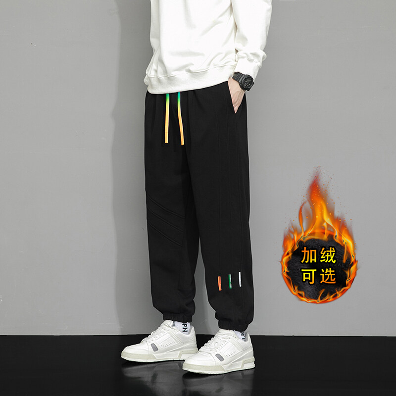 wassup happy宽松大码运动卫裤男青少年休闲裤子夏季潮牌束脚长裤图片