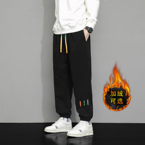 wassup happy宽松大码运动卫裤男青少年休闲裤子夏季潮牌束脚长裤图片