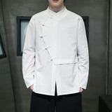 2025新中式棉麻长袖衬衫男民族风复古盘扣衬衣1112-5-CS518-P55，男装民族服装，星座1112-5（原712-5）