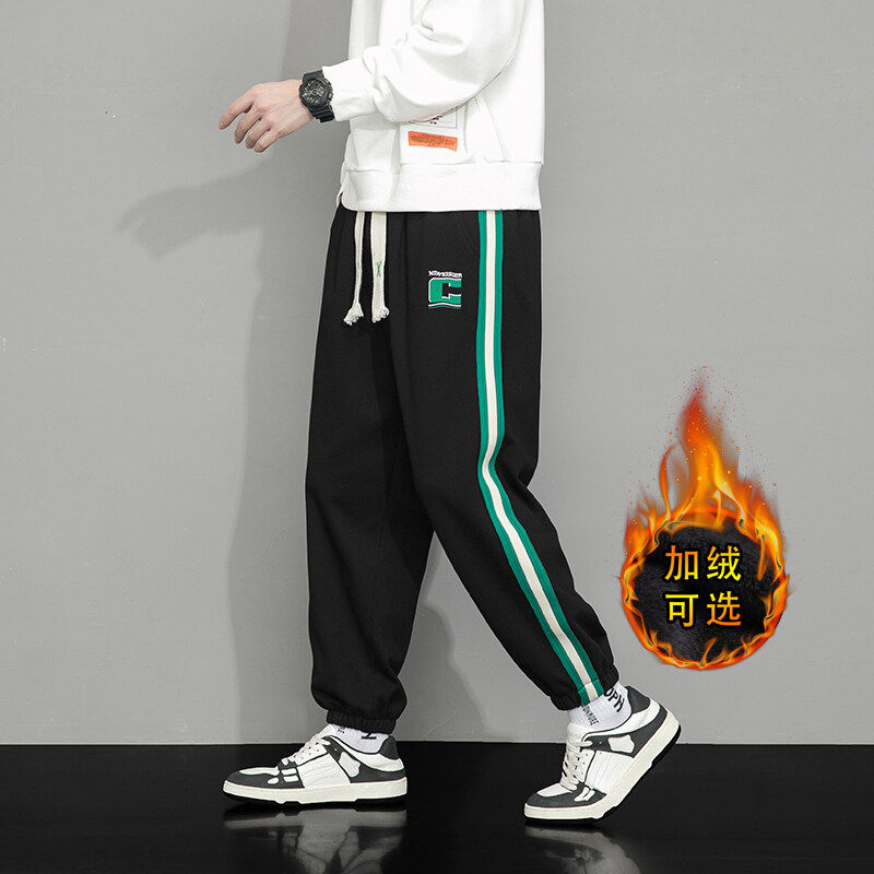 2023冬季新款男士加绒休闲卫裤青少年宽松运动裤XZ712-5-G60-P50图片