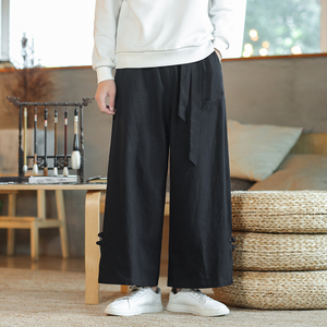 春秋季风棉麻裤男新中式复古宽松直筒裤XZ1112-5-K904-P60图片