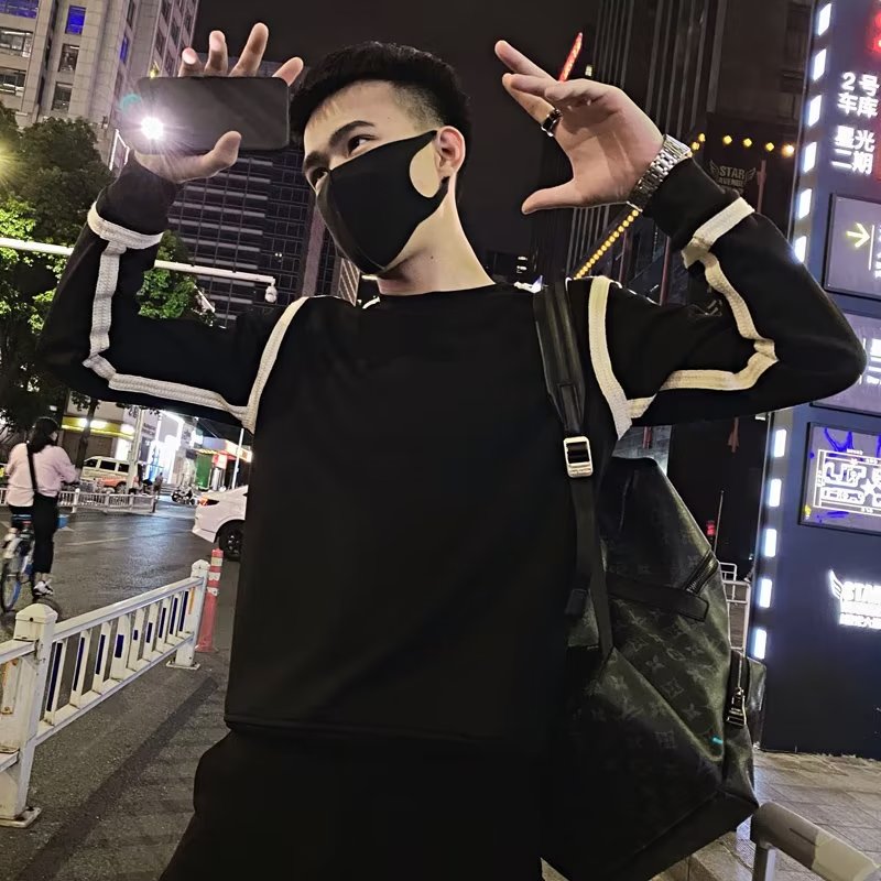 网络图网红潮牌男韩版长袖T恤卫衣青少年运动卫衣712-5-A112-P45图片