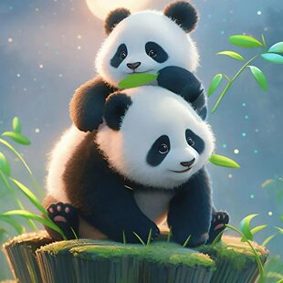 可爱小熊猫贴画浴室房间墙面遮瑕装 饰贴纸电动摩托遮丑防水 房间装