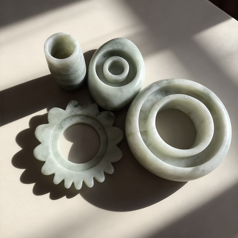 五件套经络拔罐美体套装天然玉石按摩轮棒加热按摩器刮痧板