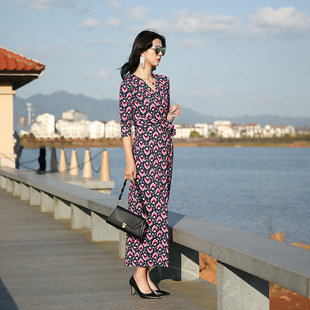 DVF2026春夏季 连衣裙女PG 气质名媛收腰显瘦碎花V领长款 高端新品