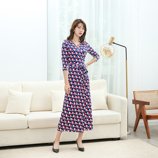 显瘦系带长款 包臀修身 连衣裙女PGDVF裹身裙2026 V领七分袖 高端新品