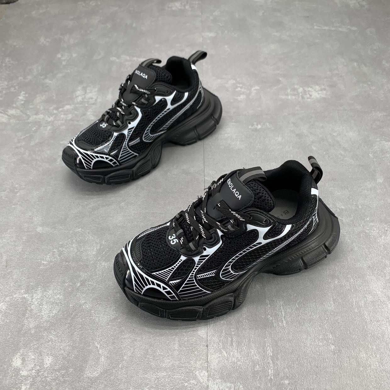 真皮厚底老爹鞋女2025秋季新款网面透气系带百搭增高休闲运动鞋潮