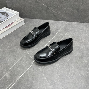 懒人一脚蹬女单鞋 真皮乐福鞋 百搭厚底英伦风小皮鞋 新款 2026年春季