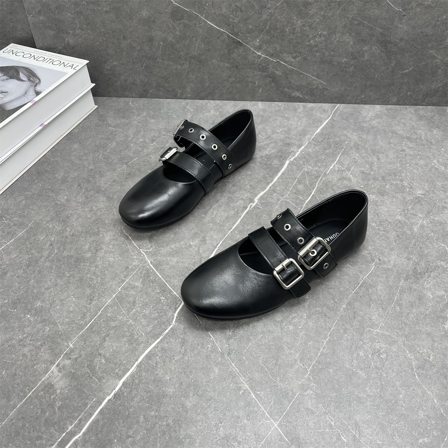 双排扣一脚蹬乐福鞋女2026春季新款圆头浅口牛皮舒适百搭通勤单鞋,女鞋,时尚芭蕾鞋,淘宝优惠券,粉丝福利购,淘宝优惠卷