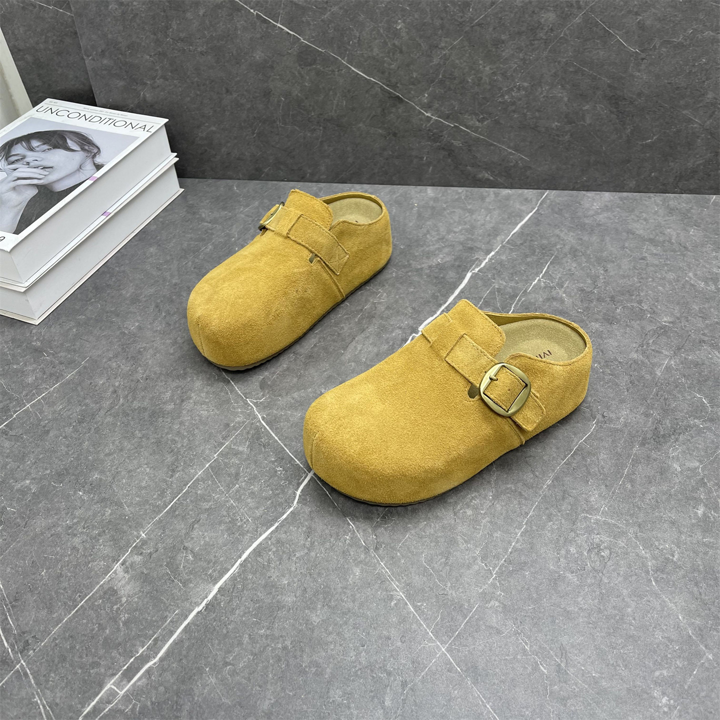 包头厚底真皮勃肯鞋女2026春新款百搭增高防滑软底舒适外穿半拖鞋