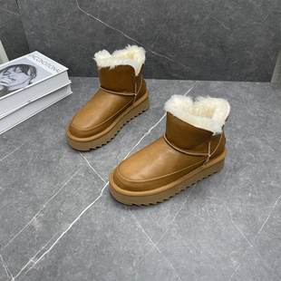 皮毛一体羊毛加厚保暖防滑舒适棉鞋 真皮厚底雪地靴女2025冬季 新款