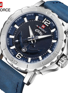 正品naviforce 9122军表运动手表男士石英表学生手表男性真皮手表