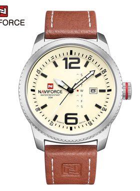 正品naviforce 9063军表运动手表男士石英表学生手表男性真皮手表