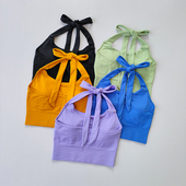 清仓性感挂脖抹胸美背聚拢运动内衣女背心式 速干瑜伽文胸外穿