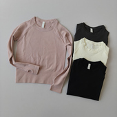 秋冬圆领瑜伽服长袖 速干衣修身 运动上衣女普拉提专业训练健身服