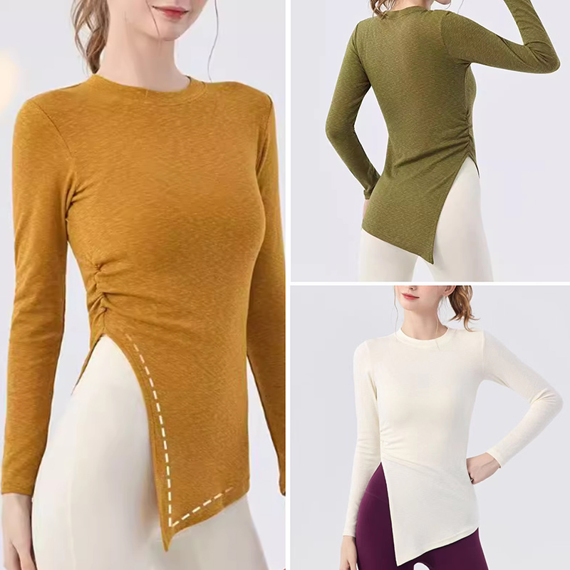 不规则长袖运动健身普拉提瑜伽服