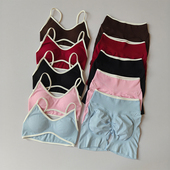 欧美拼色瑜伽套装 女带胸垫紧身速干外穿跑步运动健身瑜伽高腰短裤