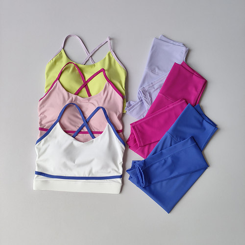 撞色拼接一体式美背健身服套装