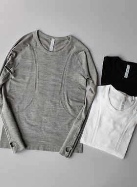 瑜伽服运动上衣女秋冬圆领长袖无缝显瘦透气跑步普拉提速干健身服