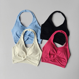 挂脖运动内衣美背一体瑜伽背心女聚拢训练健身防震普拉提跑步文胸
