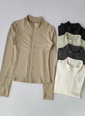 瑜伽服女高级感立领长袖运动外套跑步训练健身上衣秋冬防风跑步服