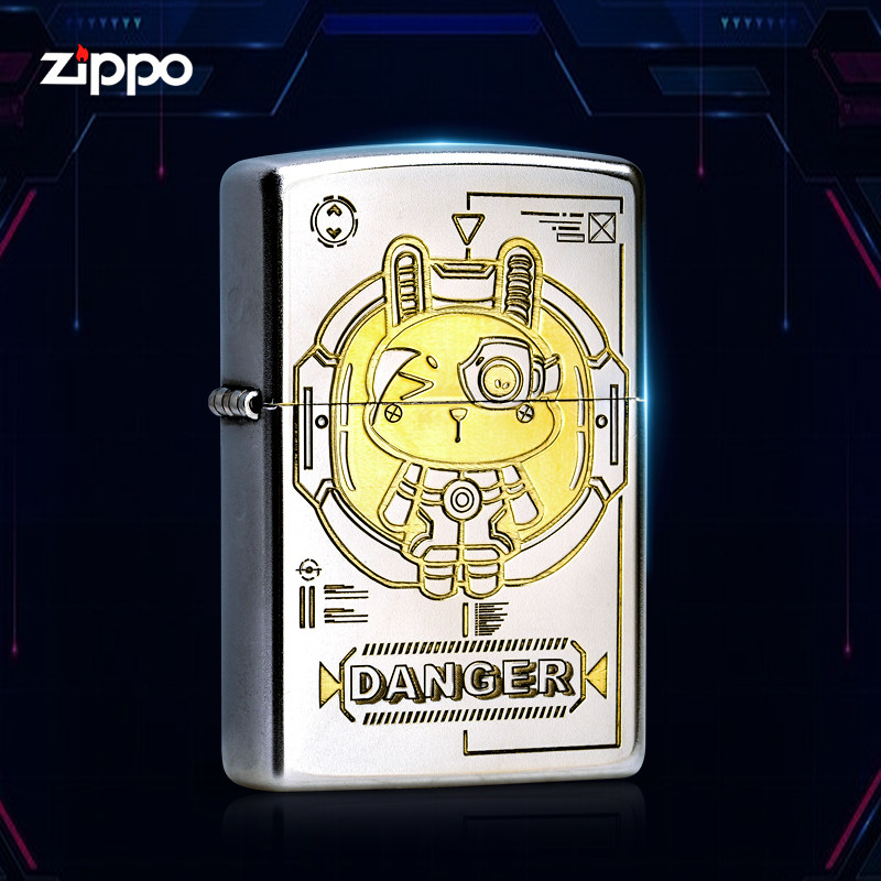 zippo煤油防风打火机深雕机甲兔