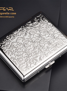 日本tsubota pearl坪田明珠烟盒双层唐草雕花100mm礼品男20支装