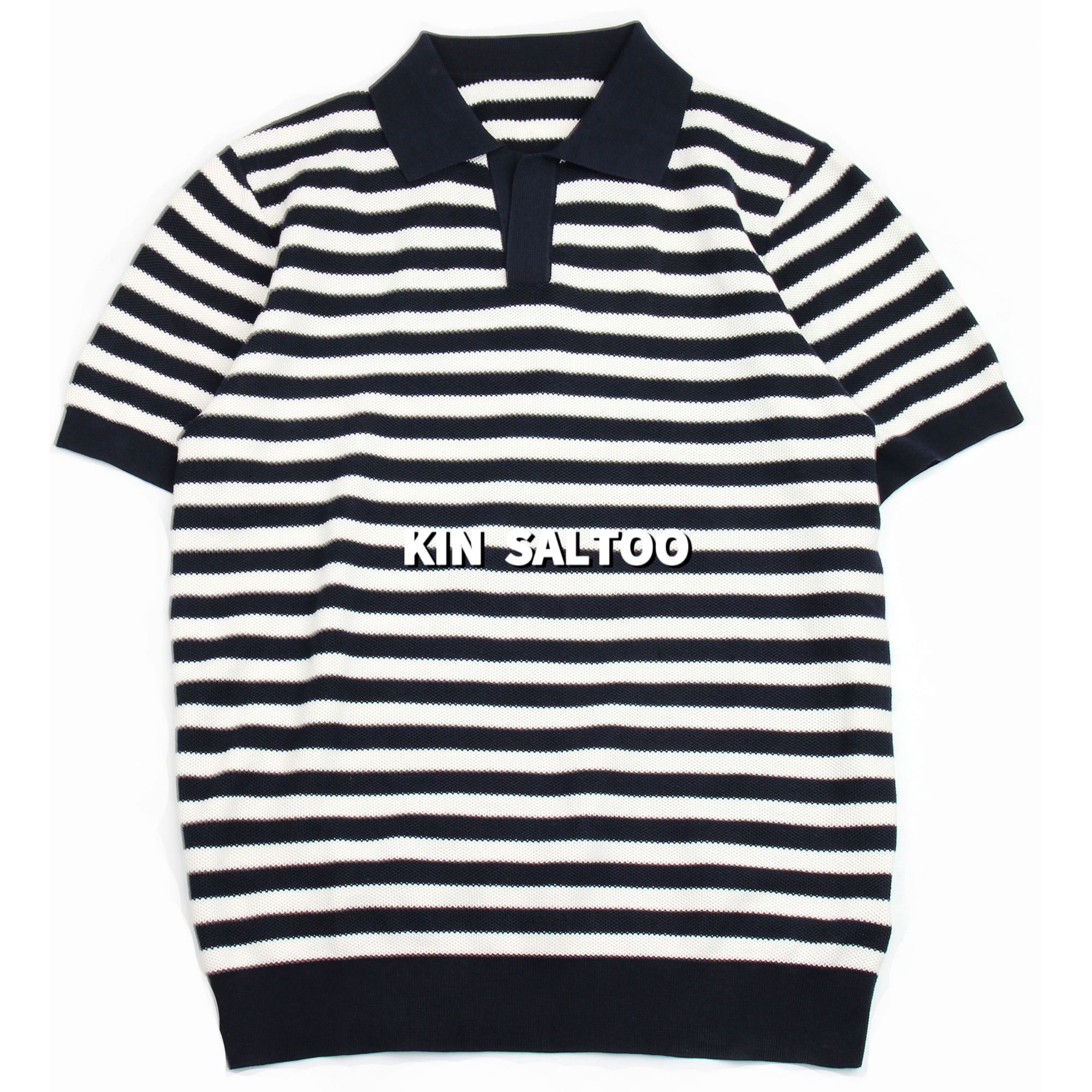 条纹短袖Polo简约针织衫