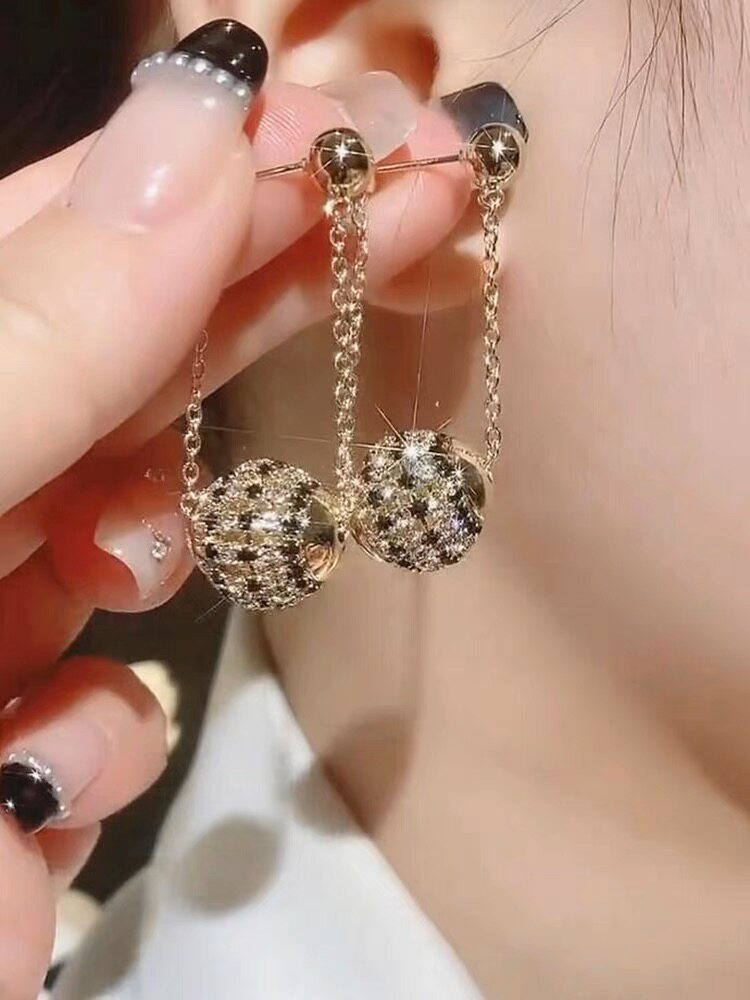 高级感幸运球球流苏耳环