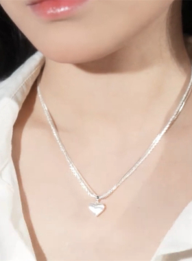 钛钢不掉色双层爱心项链女