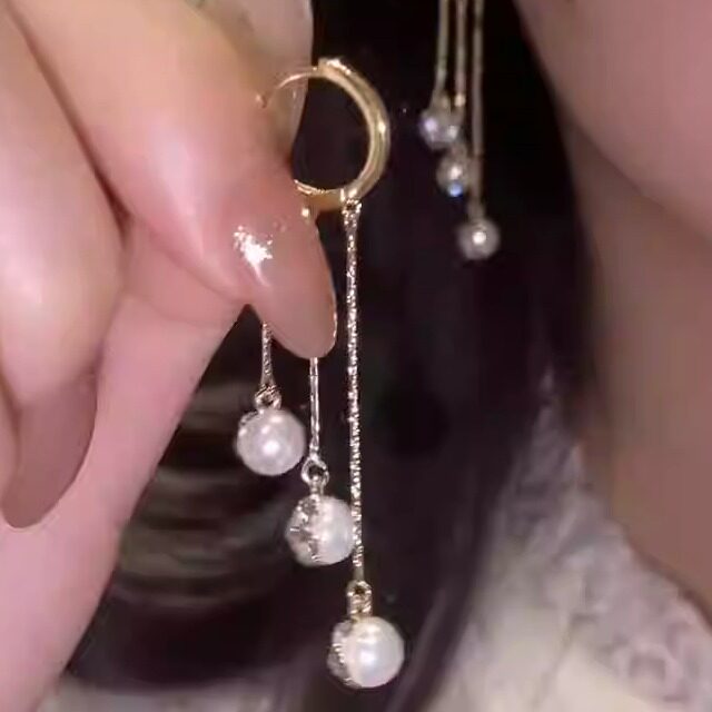 一半锆石精致网红流苏耳环时尚