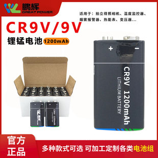 鹏辉CP9V万用表烟雾报警器测距仪无线麦克风话筒吉他9V方块锂电池