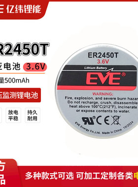 亿纬ER2450T胎压监测传感器耐高温3.6V锂电池通用塔迪兰TLH-2450